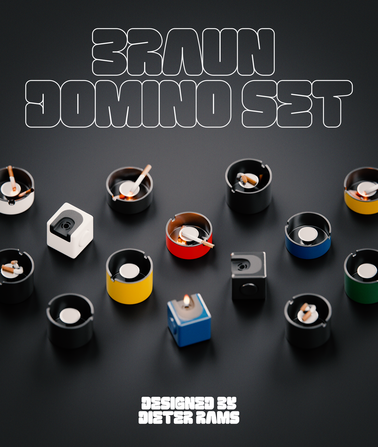 Braun domino set isometric layout with the looping animation
